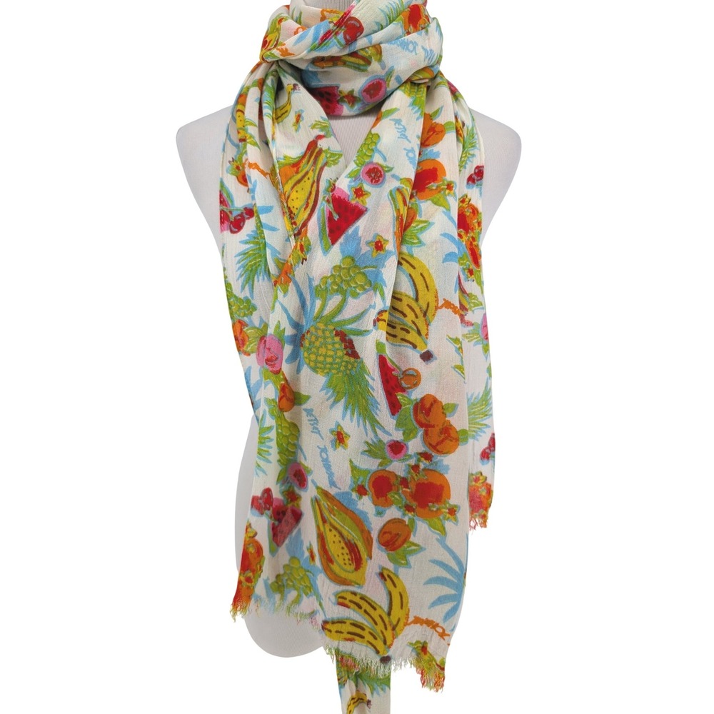 Betsey Johnson Fruit‎ Print Scarf Pareo Wrap OS Multicolor Tropical Resort Beach